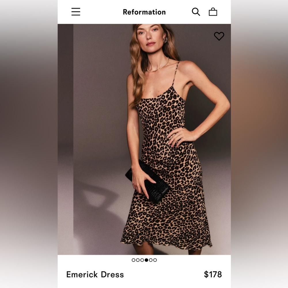 Reformation Emerick Black and Brown Printed Spaghetti Strap Midi Sundress